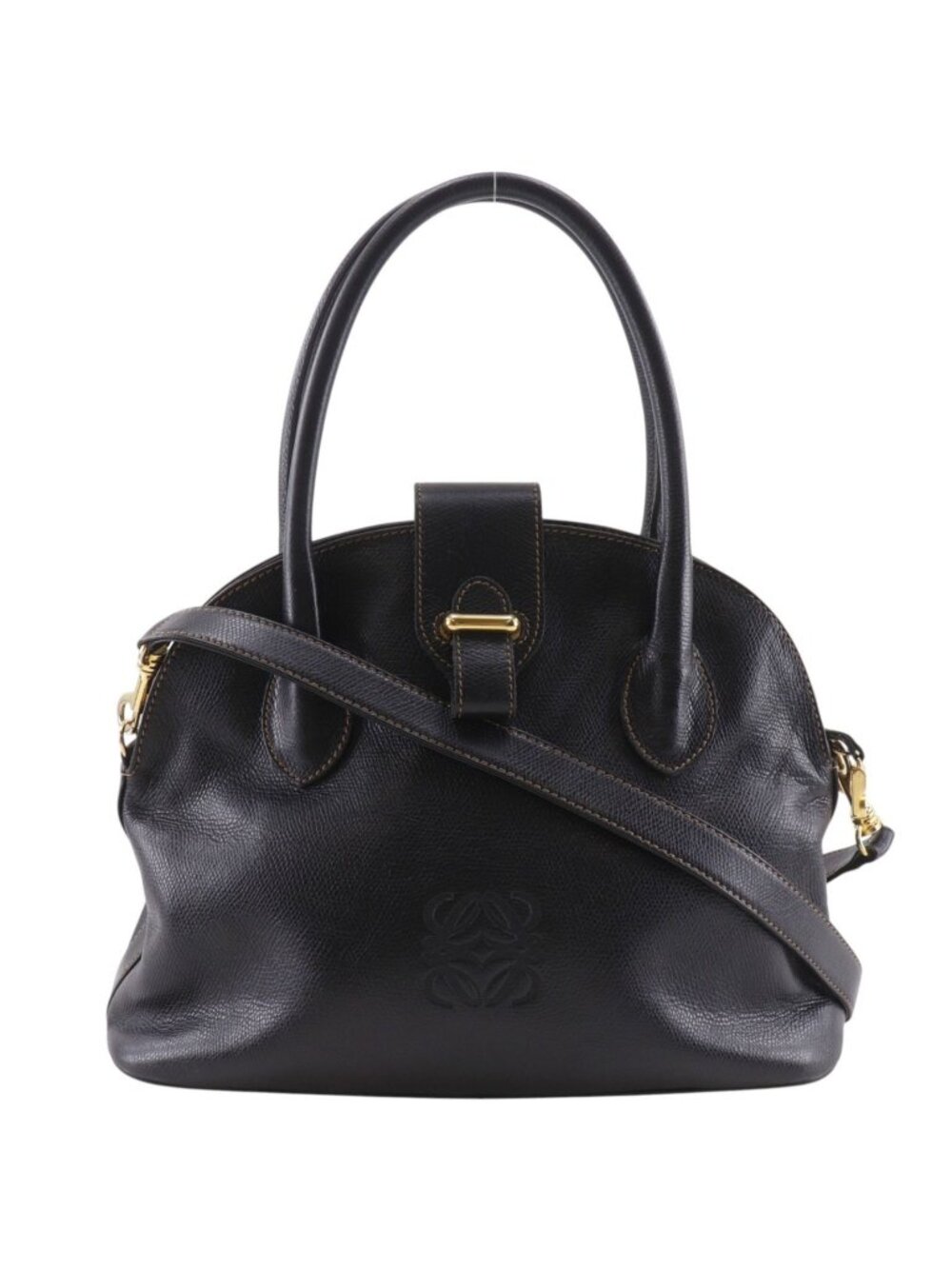 Loewe Anagram 2-Way Shoulder Calfskin Black Handbag